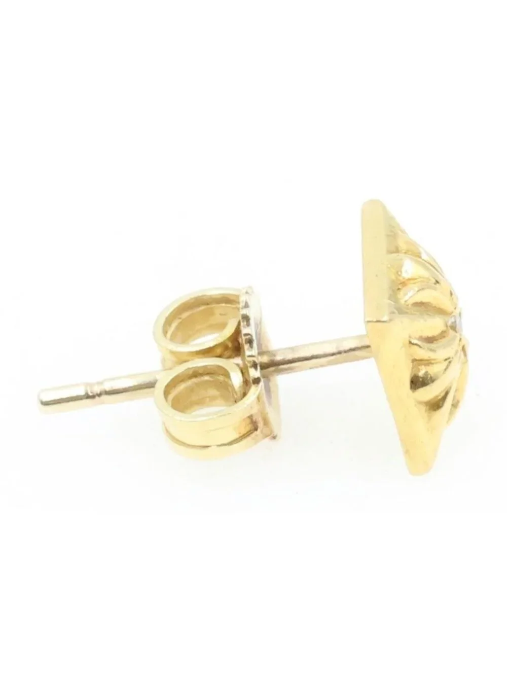 Chrome Hearts Pyramid Stud Plus 1 Diamond Earrings Gold